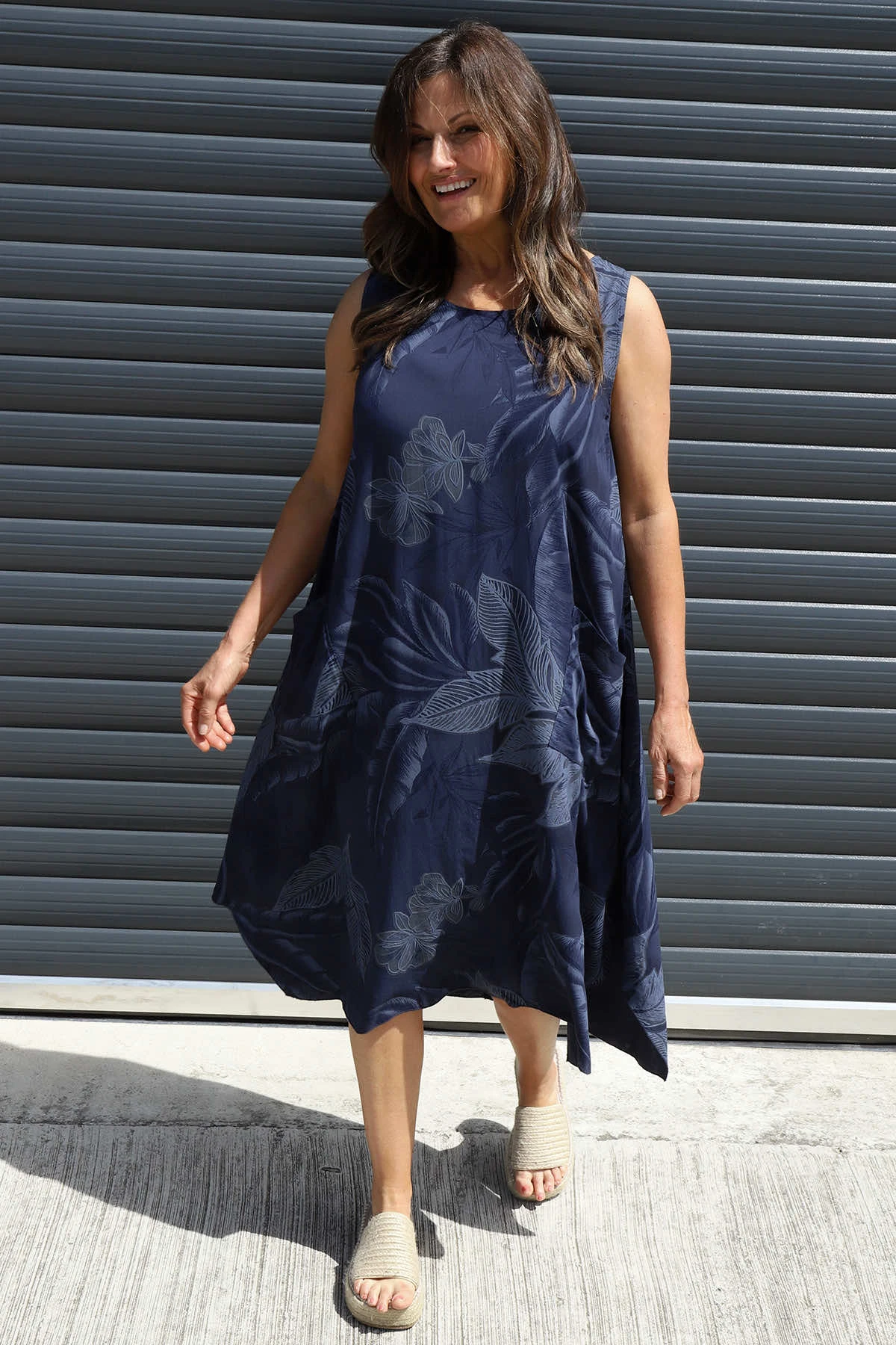 Rosina Botanical Print Sleeveless Dress Navy 3 Rosina Botanical Print Sleeveless Dress Navy