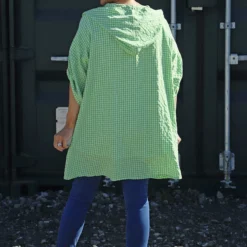 Kyan Gingham Hooded Cotton Shirt Green 9 Kyan Gingham Hooded Cotton Shirt Green -Kitandkaboodal Store IMG 0292 0c71be15 17f8 45a7 95f1 ffc20d55238b