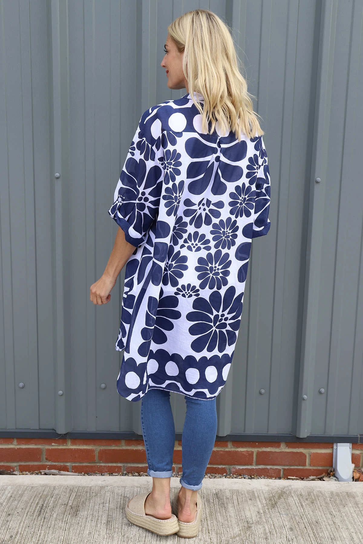 Amelia Tropical Print Cotton Shirt Navy 6 Amelia Tropical Print Cotton Shirt Navy - Image 4