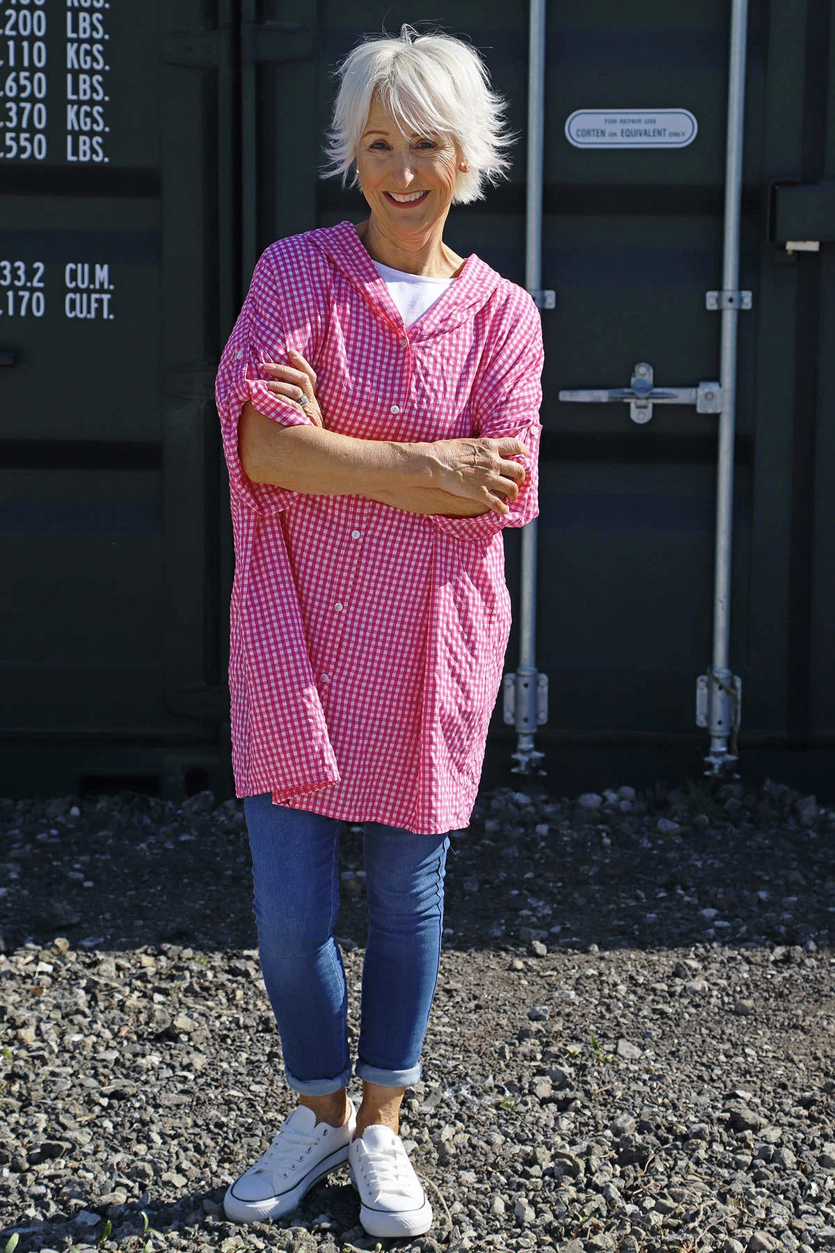 Kyan Gingham Hooded Cotton Shirt Fuchsia 3 Kyan Gingham Hooded Cotton Shirt Fuchsia