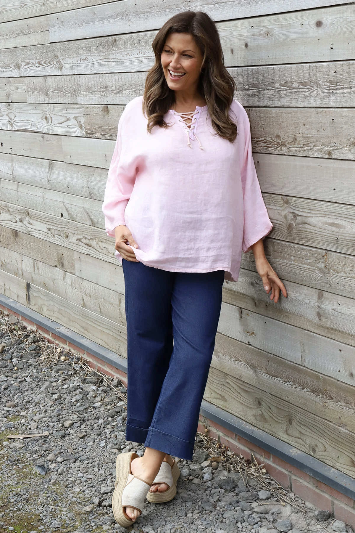 Celestina Tie Detail Linen Top Pink 3 Celestina Tie Detail Linen Top Pink