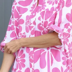 Amelia Tropical Print Cotton Shirt Fuchsia -Kitandkaboodal Store IMG 0305 ad1707d3 5e88 47f8 b501 94492835fcf3