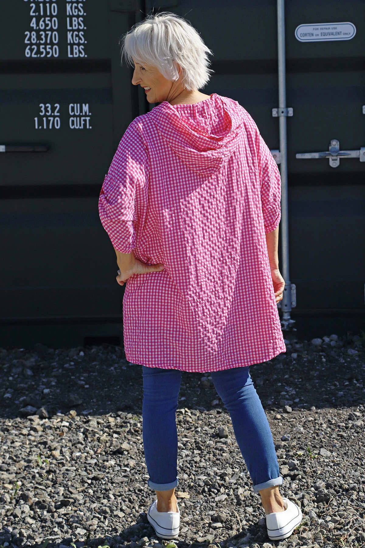 Kyan Gingham Hooded Cotton Shirt Fuchsia 6 Kyan Gingham Hooded Cotton Shirt Fuchsia - Image 4