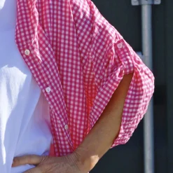 Kyan Gingham Hooded Cotton Shirt Fuchsia 8 Kyan Gingham Hooded Cotton Shirt Fuchsia -Kitandkaboodal Store IMG 0310 1f75748e a018 4d31 a790 3957df46542c