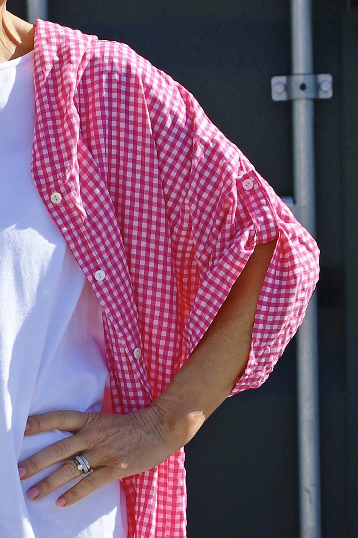 Kyan Gingham Hooded Cotton Shirt Fuchsia 5 Kyan Gingham Hooded Cotton Shirt Fuchsia - Image 3