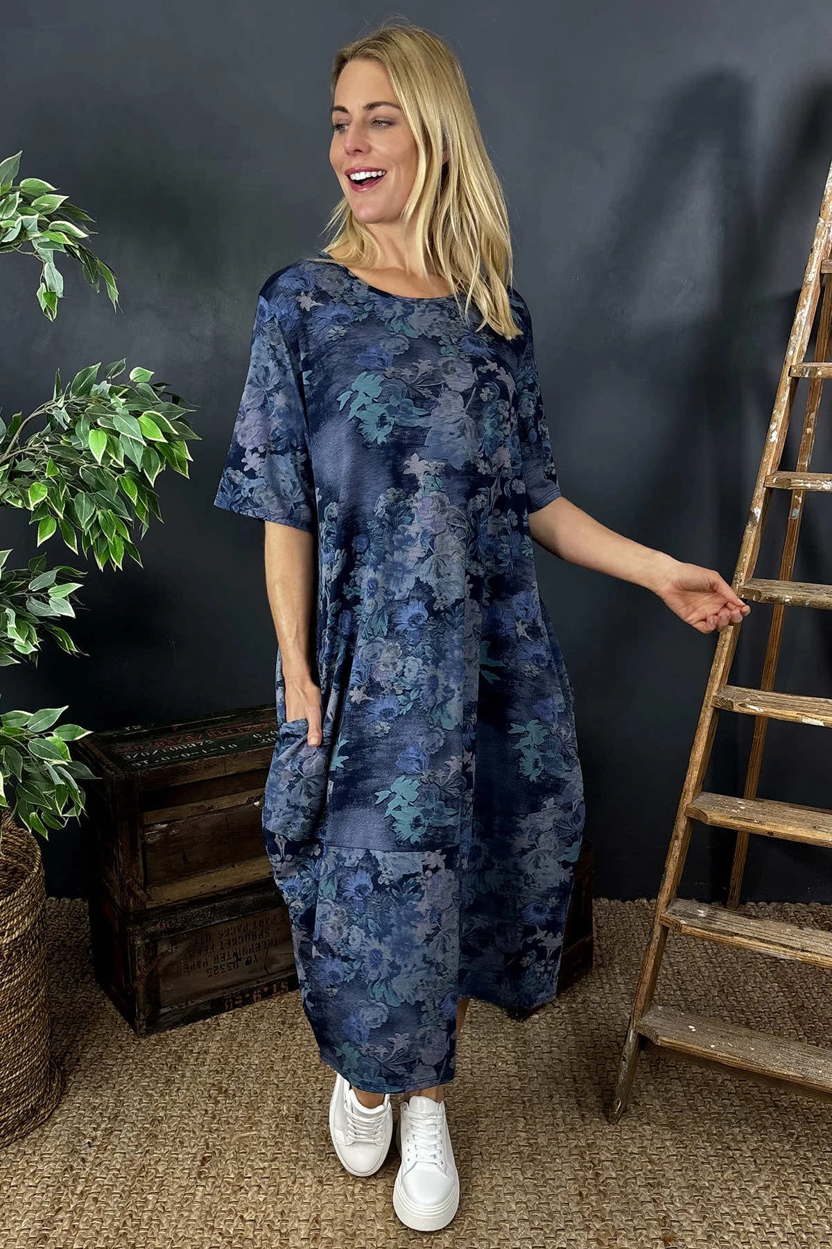 Fleur Floral Cotton Dress Navy 3 Fleur Floral Cotton Dress Navy