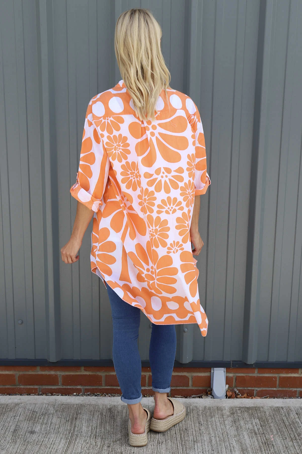 Amelia Tropical Print Cotton Shirt Orange 6 Amelia Tropical Print Cotton Shirt Orange - Image 4
