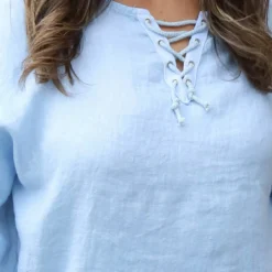 Celestina Tie Detail Linen Top Light Blue -Kitandkaboodal Store IMG 0328 3b8cbaf2 94a2 4642 bab9 7dcffb46273e