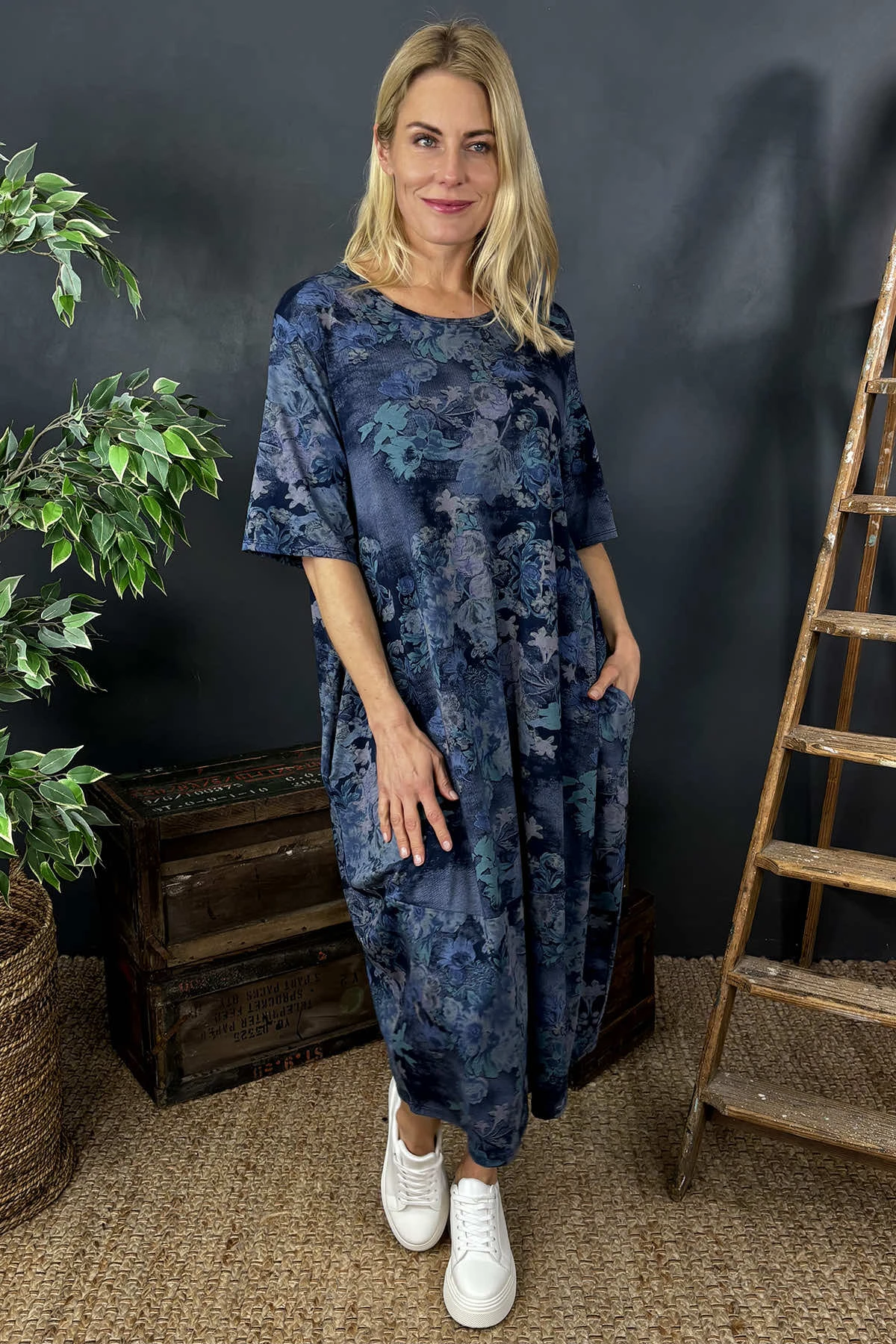 Fleur Floral Cotton Dress Navy 4 Fleur Floral Cotton Dress Navy - Image 2