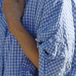 Kyan Gingham Hooded Cotton Shirt Blue 8 Kyan Gingham Hooded Cotton Shirt Blue -Kitandkaboodal Store IMG 0336 64d7f55e fd9a 40dc bb84 944dd08e56d5