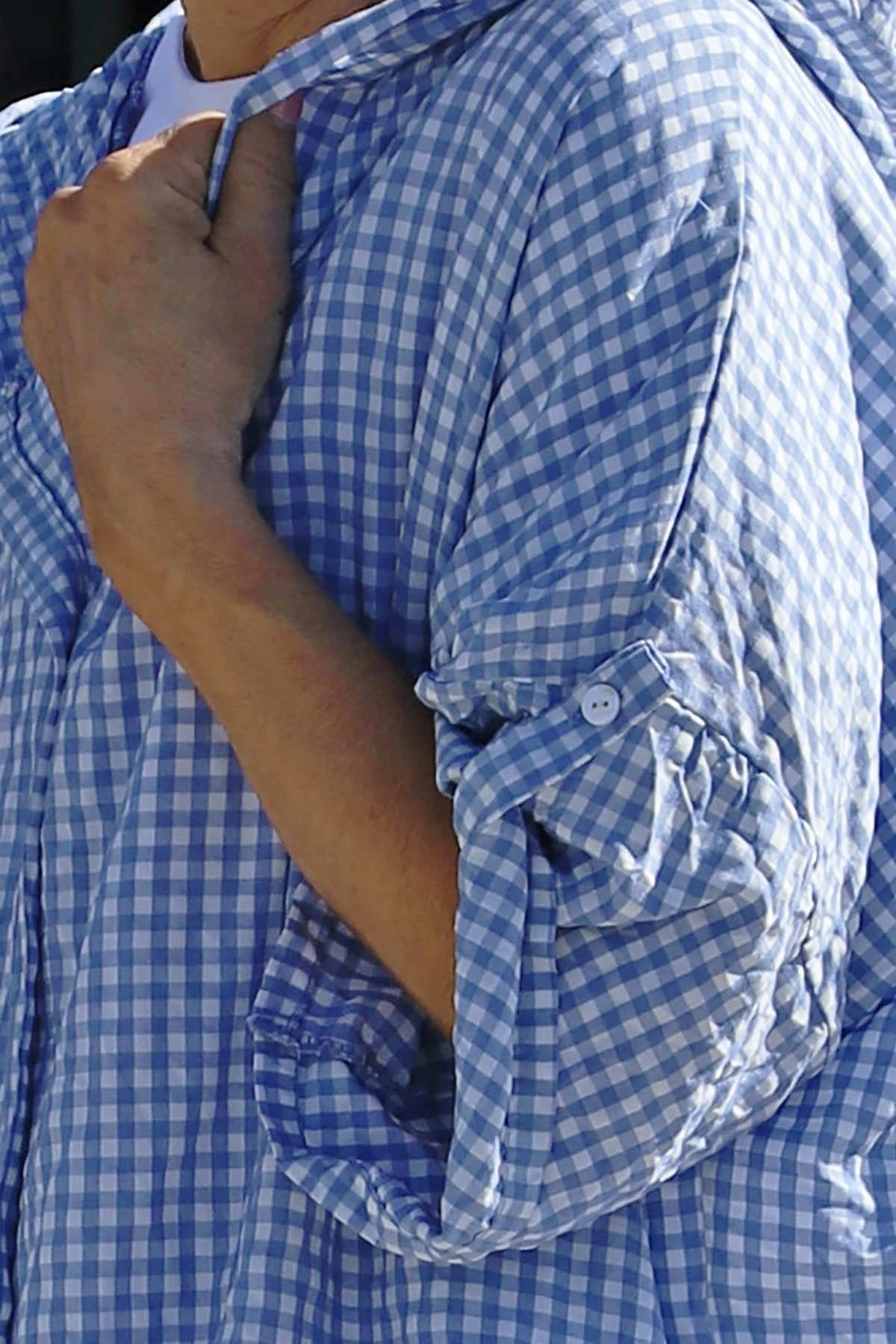 Kyan Gingham Hooded Cotton Shirt Blue 5 Kyan Gingham Hooded Cotton Shirt Blue - Image 3