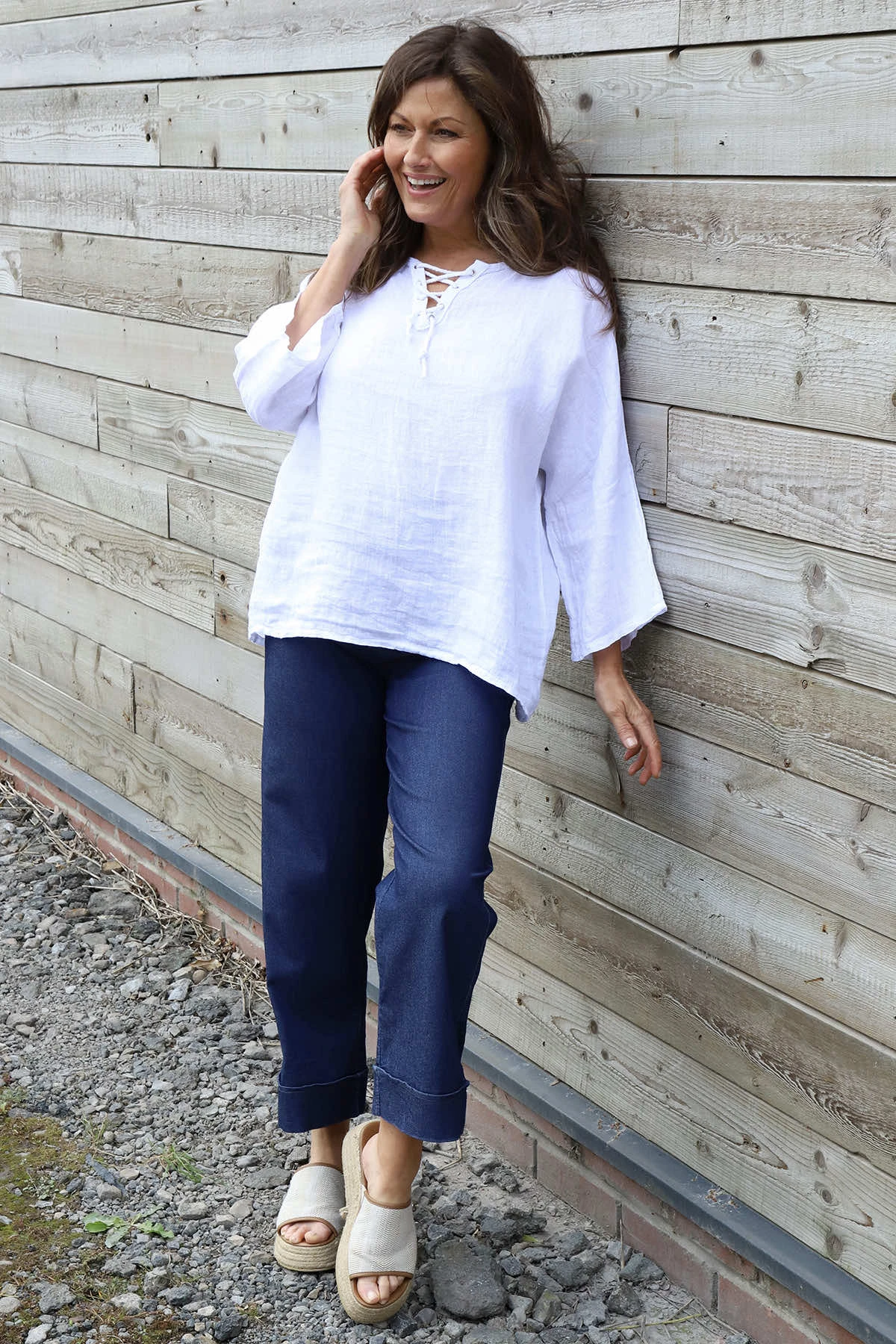 Celestina Tie Detail Linen Top White 3 Celestina Tie Detail Linen Top White