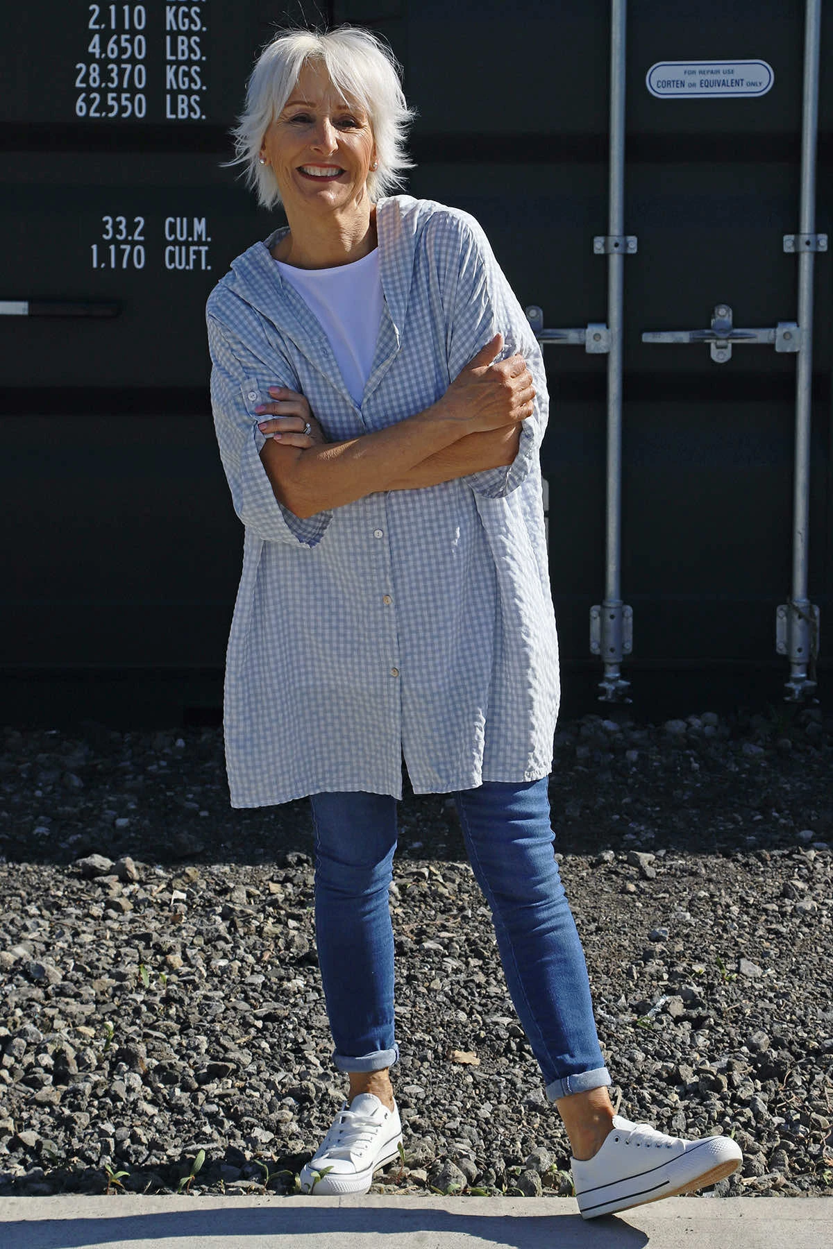 Kyan Gingham Hooded Cotton Shirt Grey 3 Kyan Gingham Hooded Cotton Shirt Grey