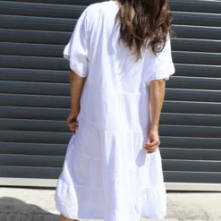 Soleil Tiered Crinkle Cotton Dress White -Kitandkaboodal Store IMG 0376 55343284 80aa 4011 b293 604bda1da55e