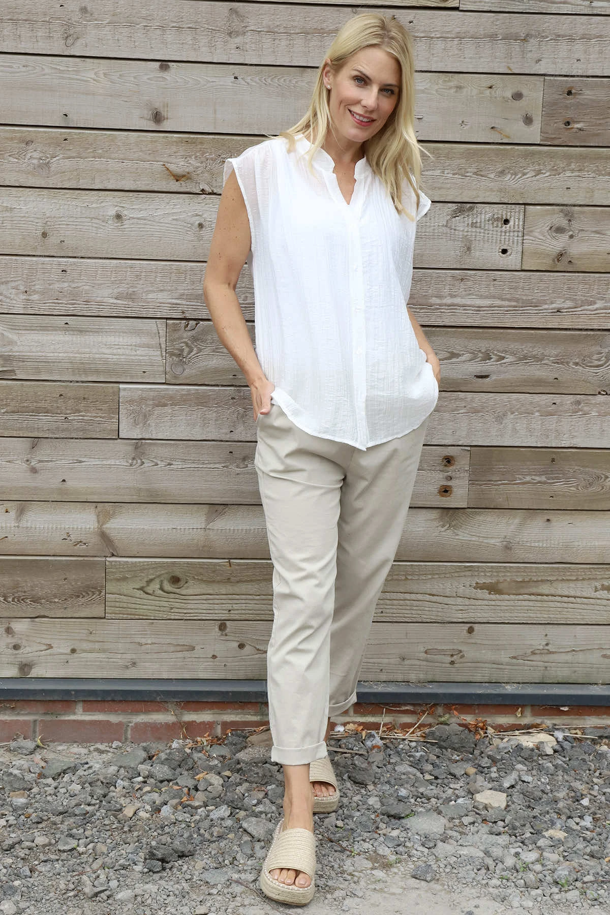 Kimmie Sleeveless Blouse White 3 Kimmie Sleeveless Blouse White