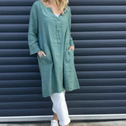 Davina Linen Tunic Sage Green