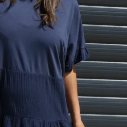Soleil Tiered Crinkle Cotton Dress Navy -Kitandkaboodal Store IMG 0392 e3dd1934 ab6b 460a 9719 fdadfa32cac9