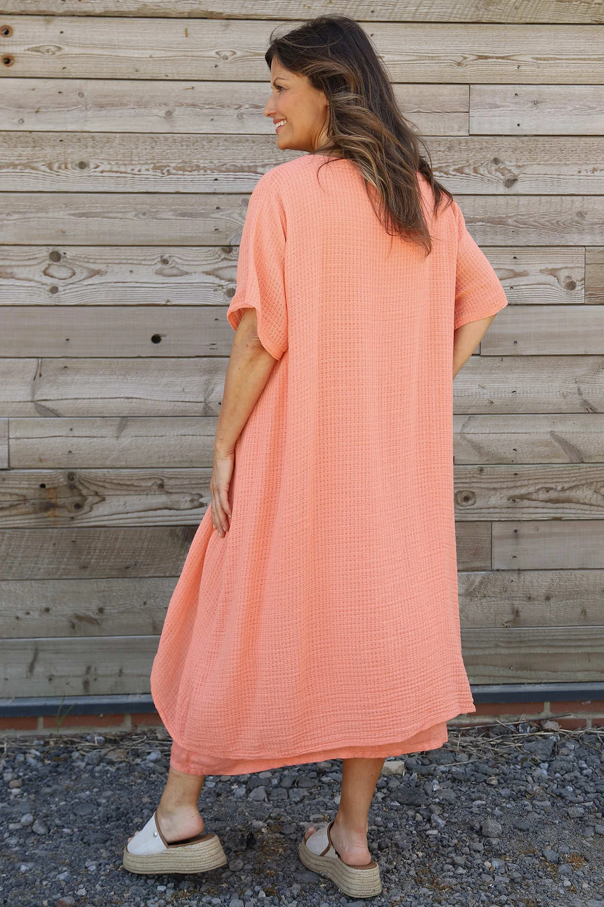 Lulworth Layered Rosette Linen Dress Orange 6 Lulworth Layered Rosette Linen Dress Orange - Image 4