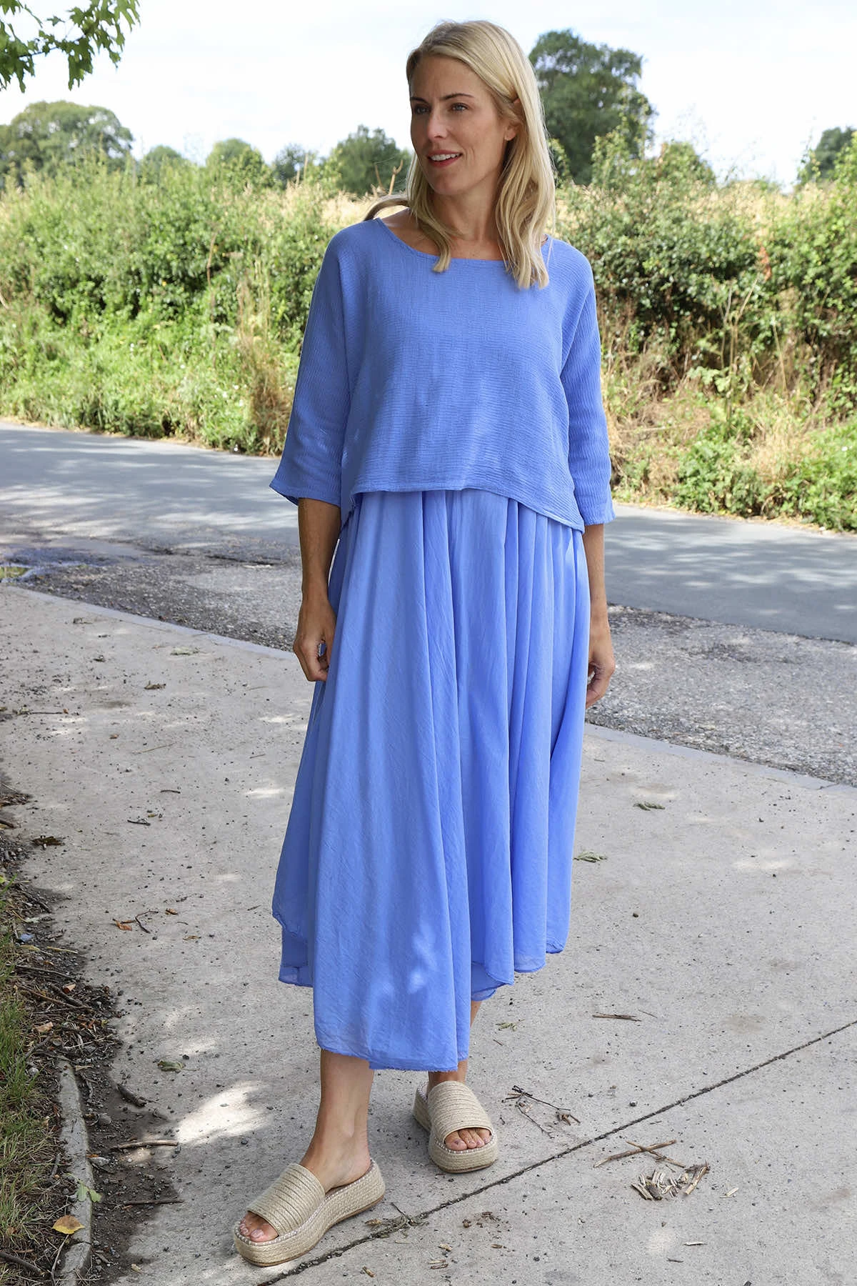 Danisha Cotton Dress Co-Ord Powder Blue 4 Danisha Cotton Dress Co-Ord Powder Blue - Image 2