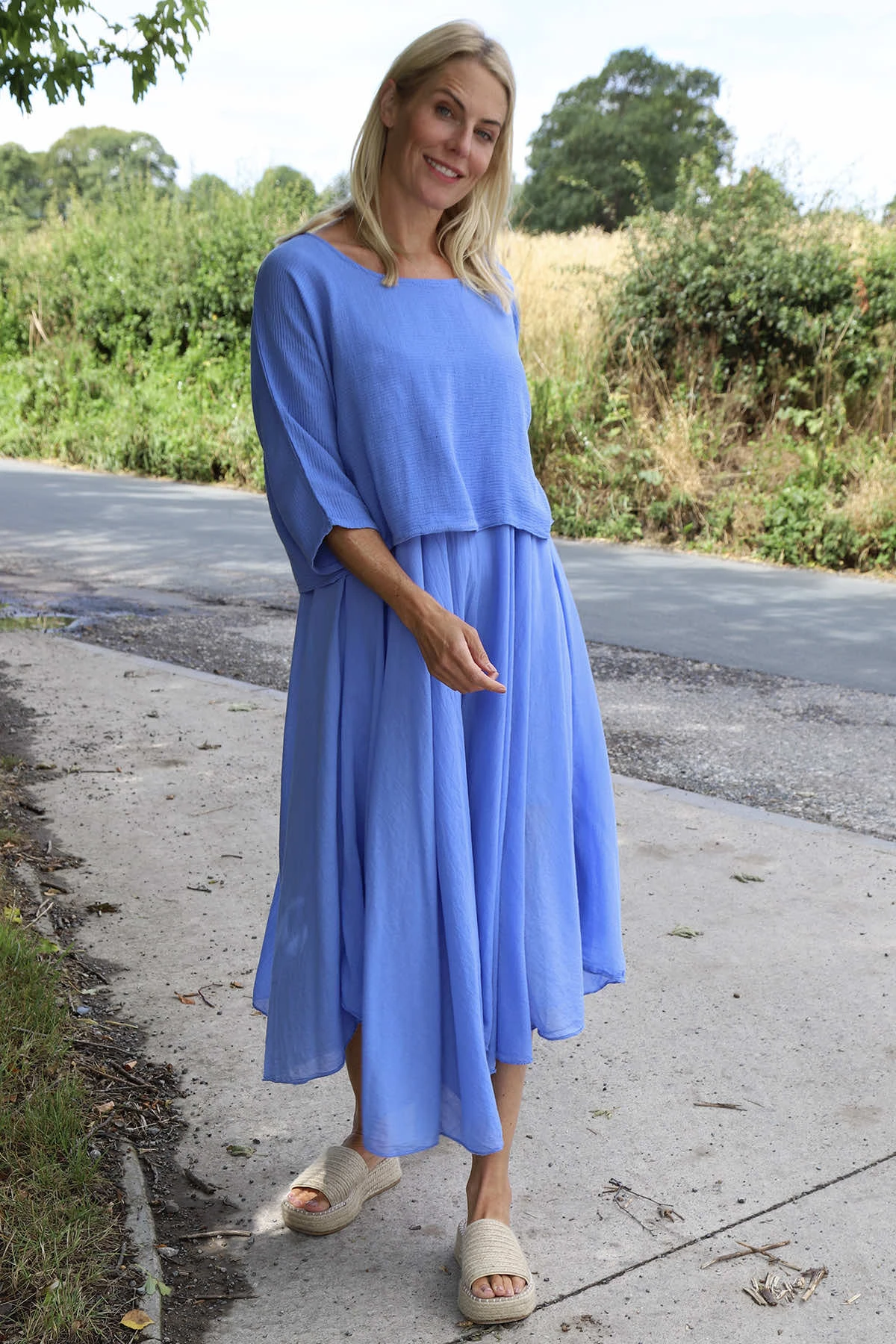 Danisha Cotton Dress Co-Ord Powder Blue 3 Danisha Cotton Dress Co-Ord Powder Blue