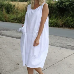 Holkham Linen Dress White