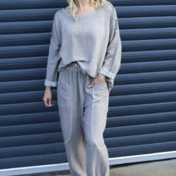 Trevina Washed Cotton Trousers Mocha