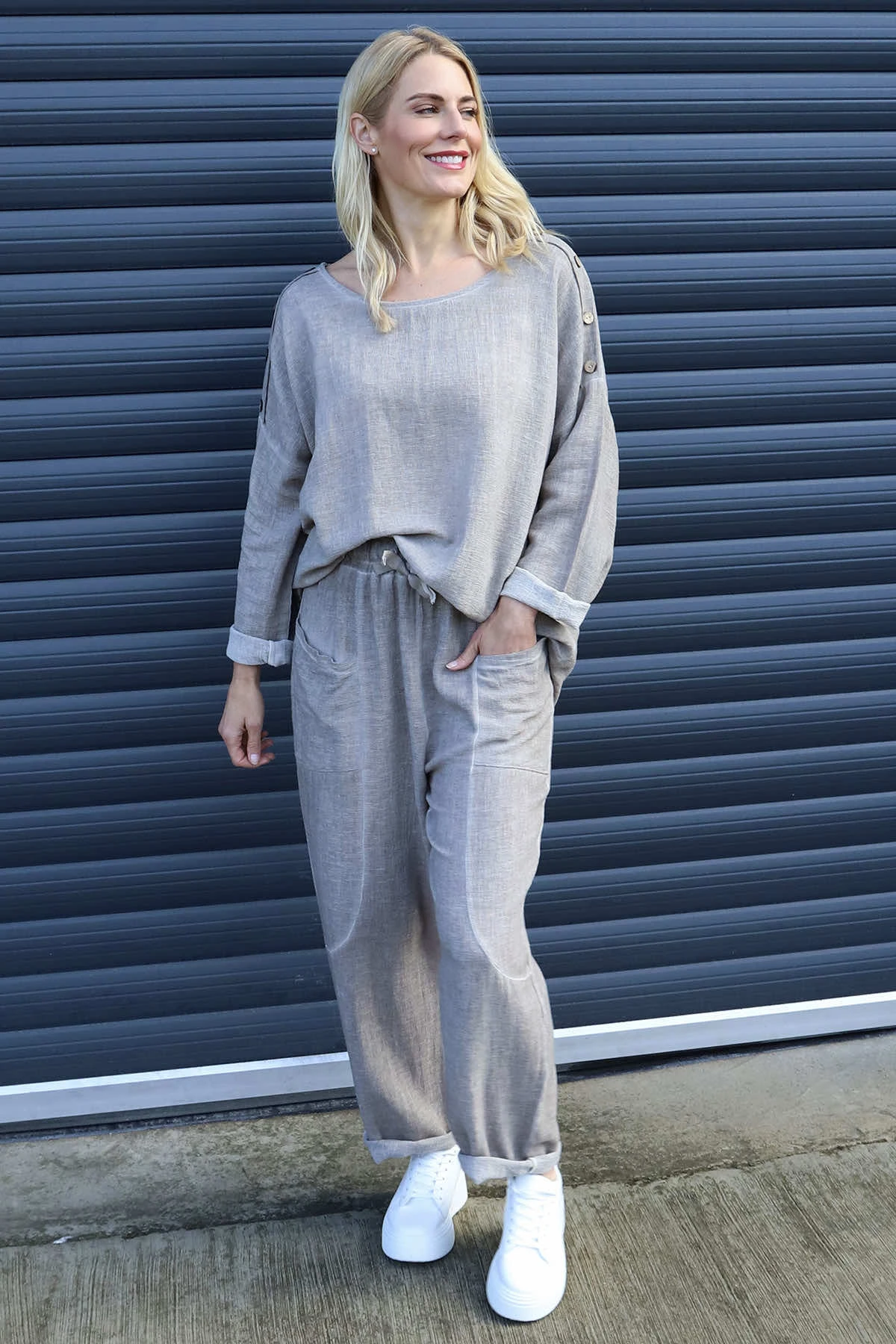 Trevina Washed Cotton Trousers Mocha 3 Trevina Washed Cotton Trousers Mocha