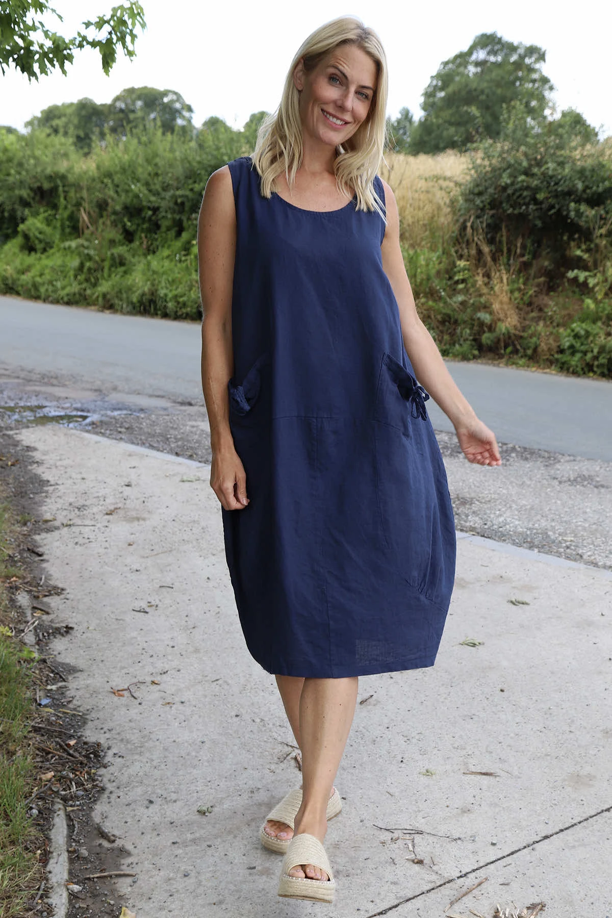 Holkham Linen Dress Navy 3 Holkham Linen Dress Navy