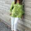 Vicki Pattern Linen Top Olive