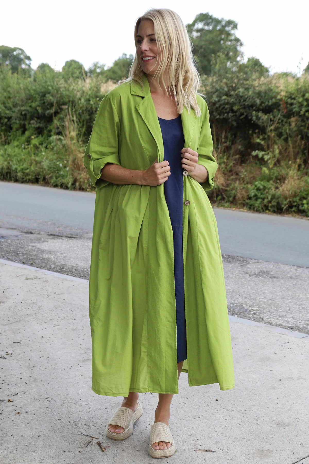 Meryl Long Cotton Jacket Olive 7 Meryl Long Cotton Jacket Olive - Image 5