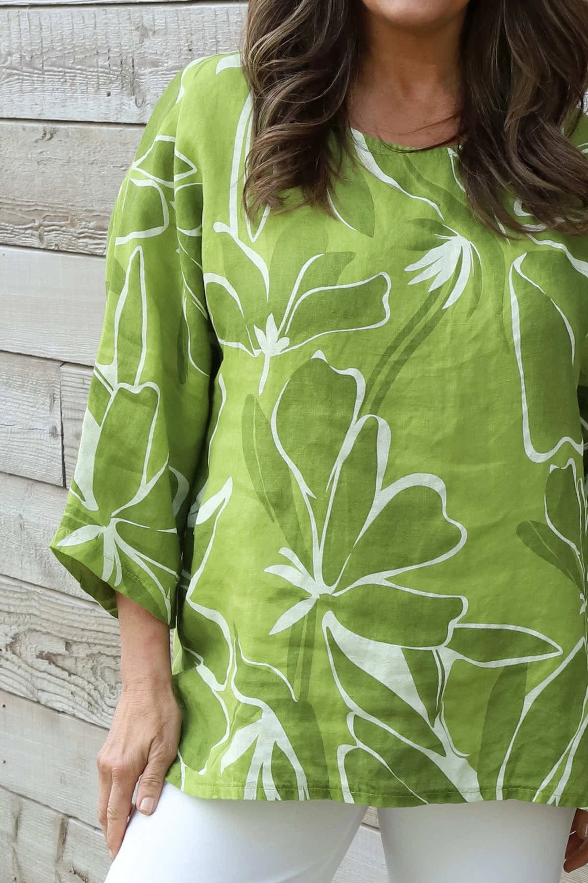 Vicki Pattern Linen Top Olive 5 Vicki Pattern Linen Top Olive - Image 3