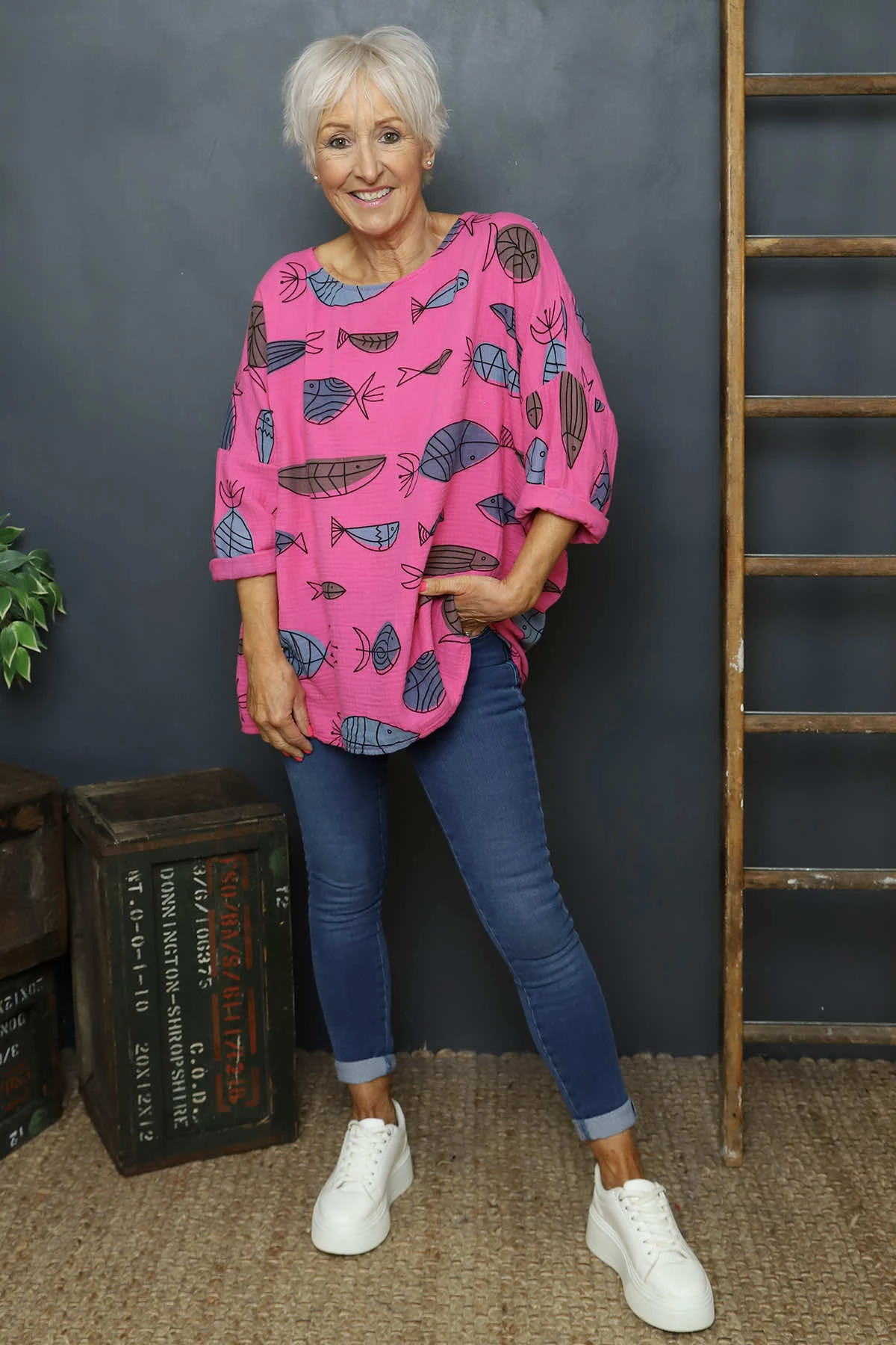 Katrina Pisces Crinkle Cotton Top Fuchsia 3 Katrina Pisces Crinkle Cotton Top Fuchsia