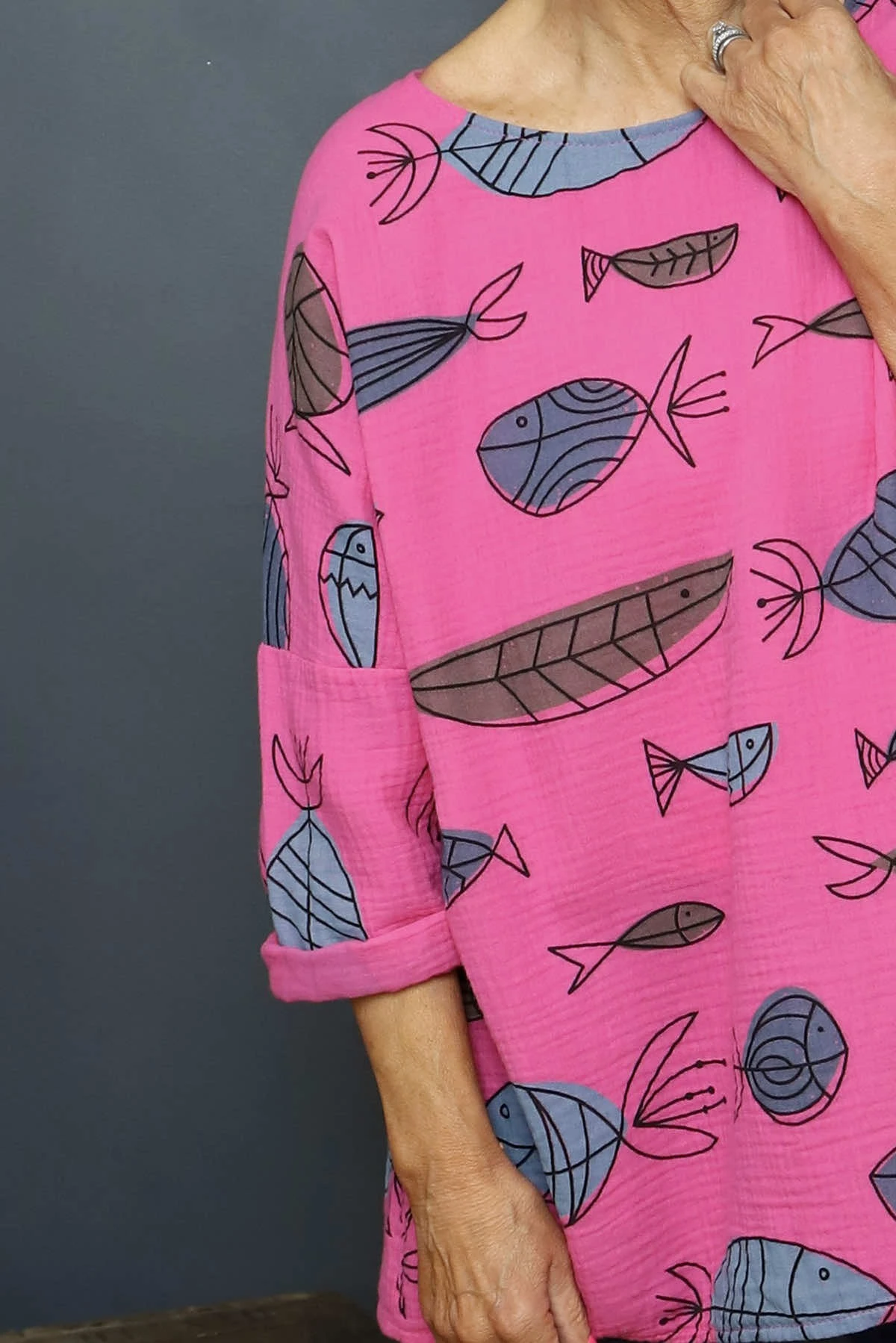 Katrina Pisces Crinkle Cotton Top Fuchsia 5 Katrina Pisces Crinkle Cotton Top Fuchsia - Image 3