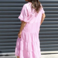 Soleil Tiered Crinkle Cotton Dress Pink -Kitandkaboodal Store IMG 0471 f62a5429 de50 4c0e 9737 4ace8f1d8b73