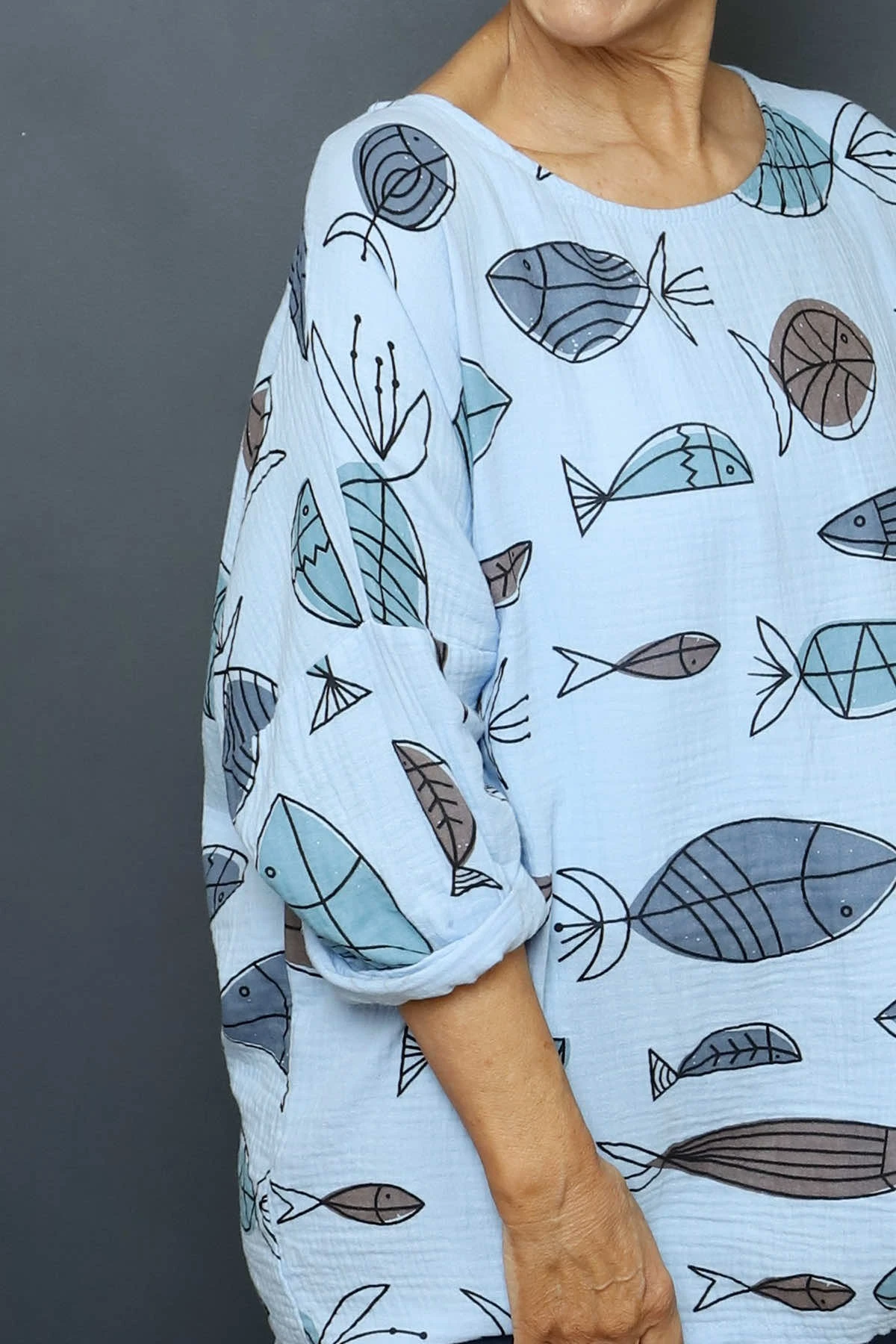 Katrina Pisces Crinkle Cotton Top Light Blue 5 Katrina Pisces Crinkle Cotton Top Light Blue - Image 3