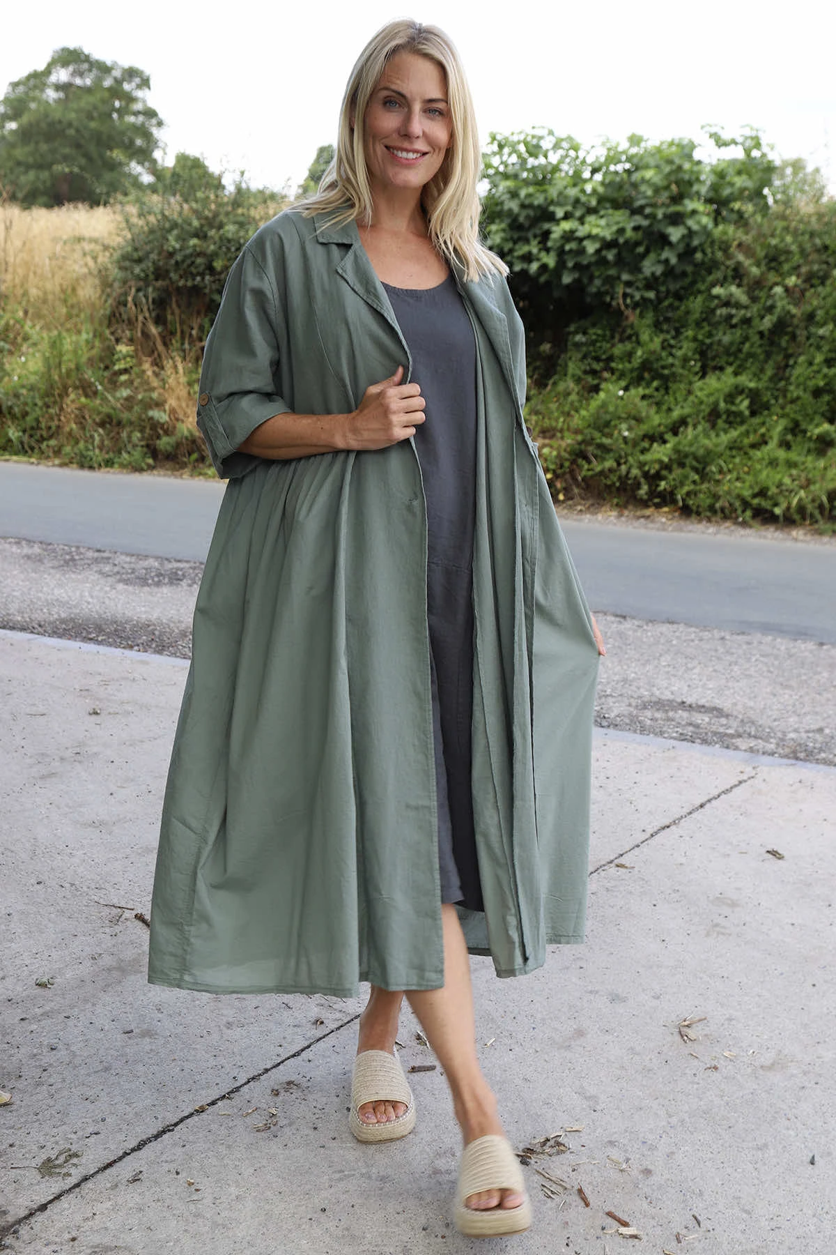 Meryl Long Cotton Jacket Khaki 7 Meryl Long Cotton Jacket Khaki - Image 5