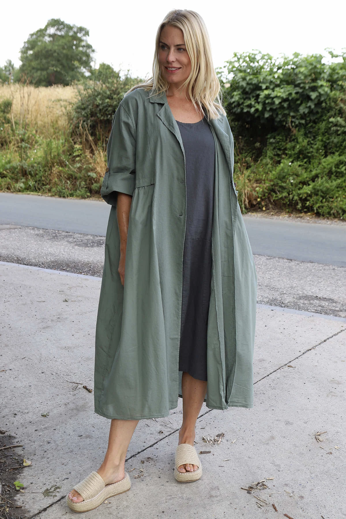 Meryl Long Cotton Jacket Khaki 8 Meryl Long Cotton Jacket Khaki - Image 6