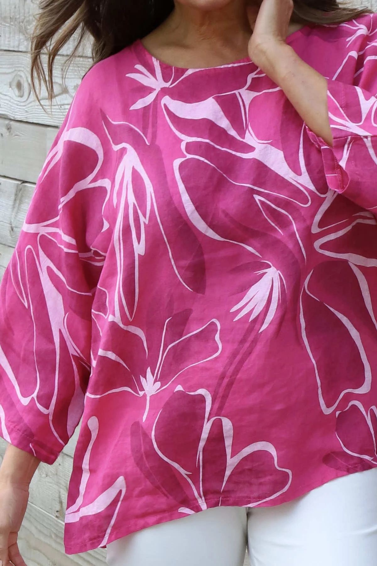 Vicki Pattern Linen Top Fuchsia 5 Vicki Pattern Linen Top Fuchsia - Image 3