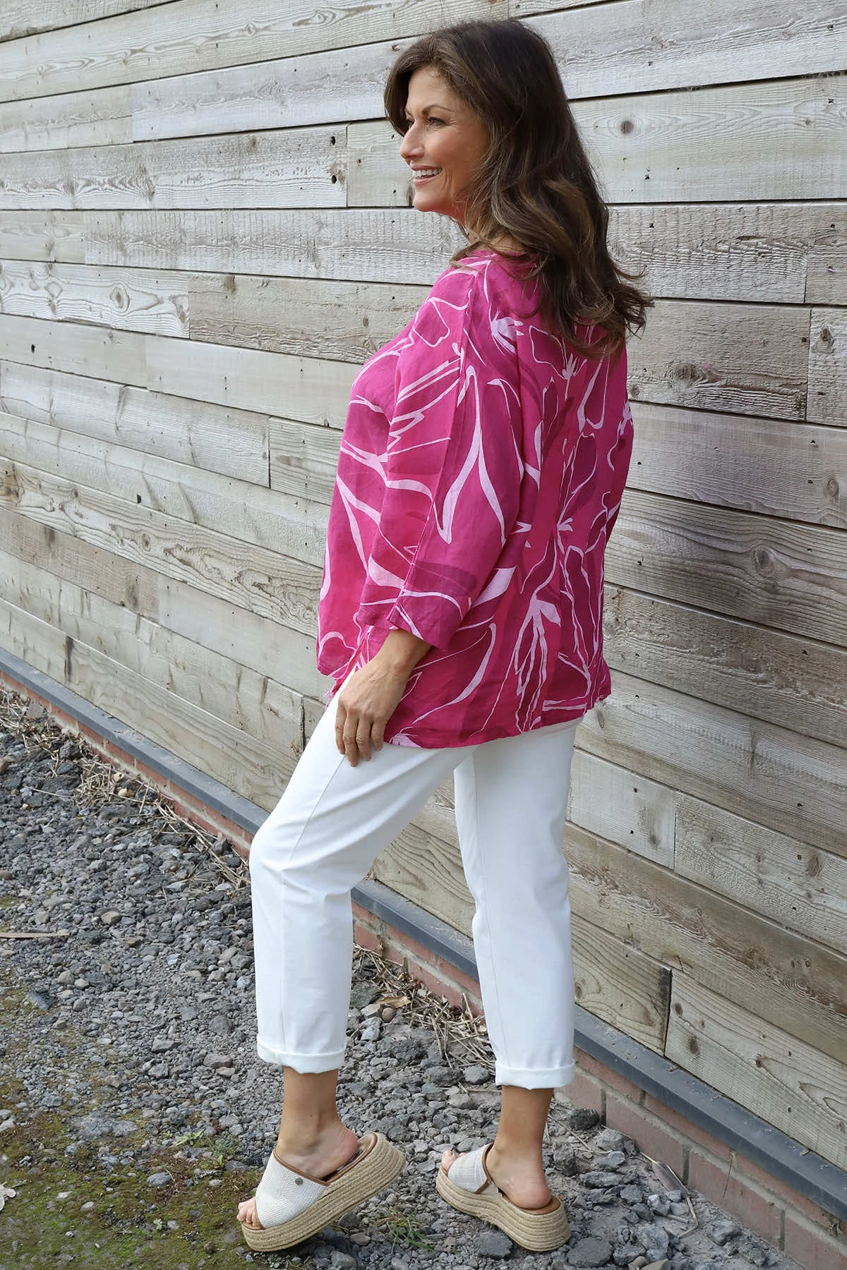 Vicki Pattern Linen Top Fuchsia 6 Vicki Pattern Linen Top Fuchsia - Image 4