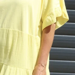 Soleil Tiered Crinkle Cotton Dress Yellow -Kitandkaboodal Store IMG 0488 d64f00a8 b6ad 4996 9805 dcefc4847834