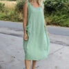 Holkham Linen Dress Sage Green -Kitandkaboodal Store IMG 0490 d5a84d5d 201c 4b3a 8cff 5cbd9303efda