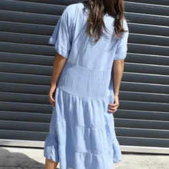 Soleil Tiered Crinkle Cotton Dress Light Blue -Kitandkaboodal Store IMG 0513 73389c58 ec04 405f 9dba bdc409469f8a