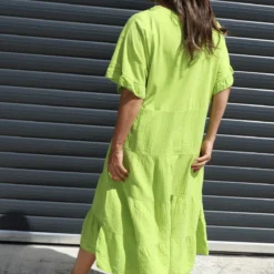 Soleil Tiered Crinkle Cotton Dress Lime 9 Soleil Tiered Crinkle Cotton Dress Lime -Kitandkaboodal Store IMG 0535 692b67f1 bd29 4445 9e5c 6a1bf9bac656