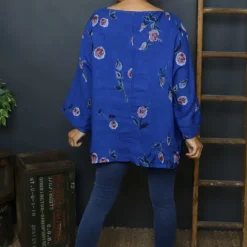 Vicki Rose Print Linen Top Cobalt -Kitandkaboodal Store IMG 0557 c63022cb 4a5f 418b 8b51 25478d197542