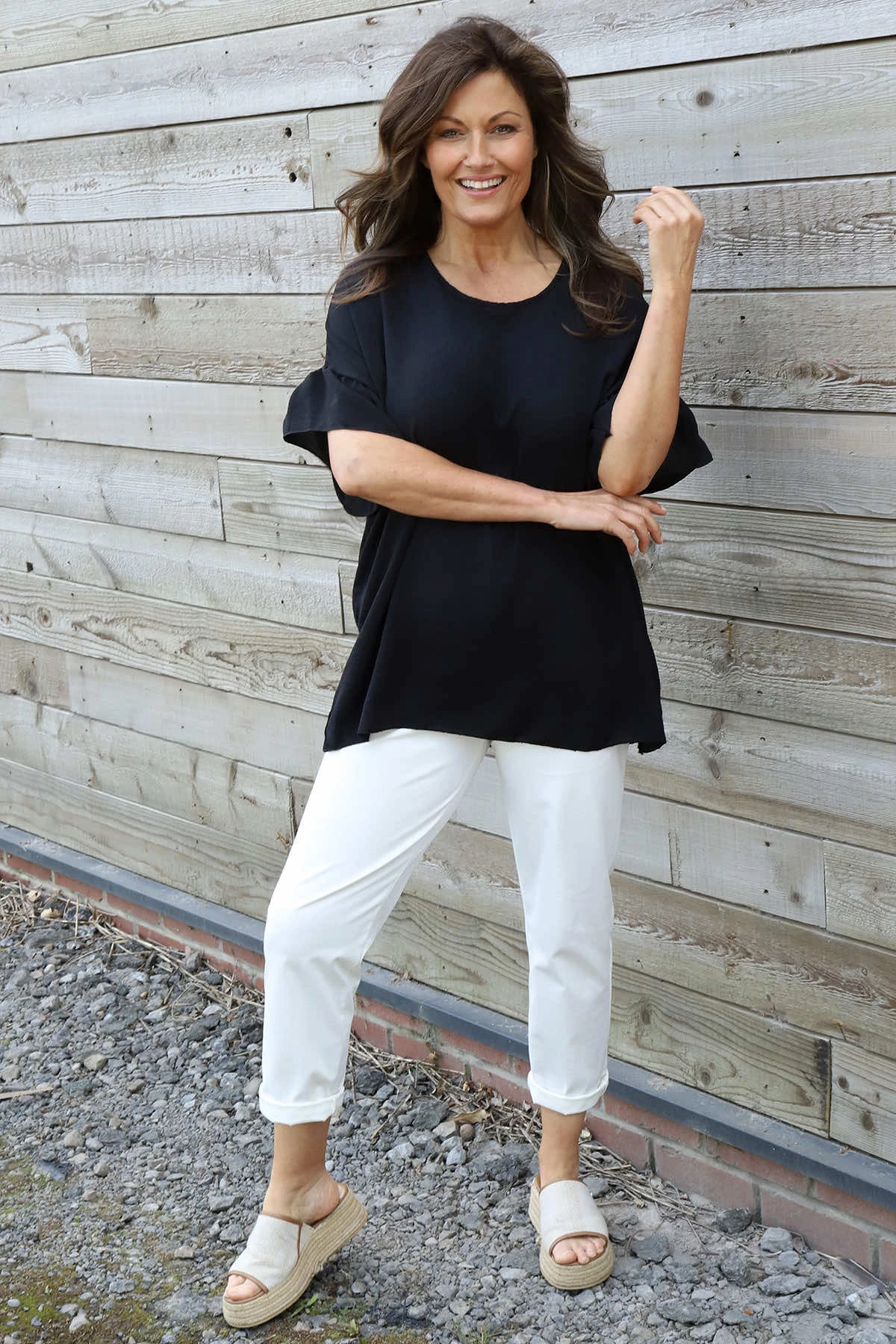 Neola Frill Sleeve Top Black 3 Neola Frill Sleeve Top Black