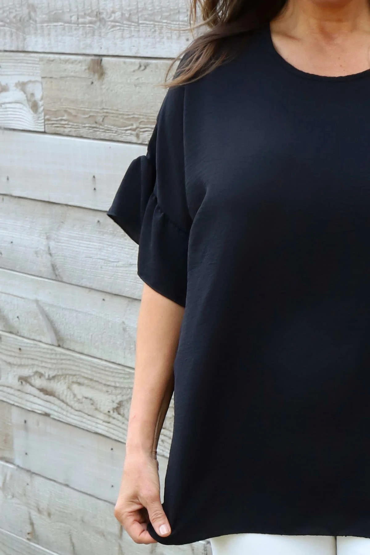 Neola Frill Sleeve Top Black 5 Neola Frill Sleeve Top Black - Image 3