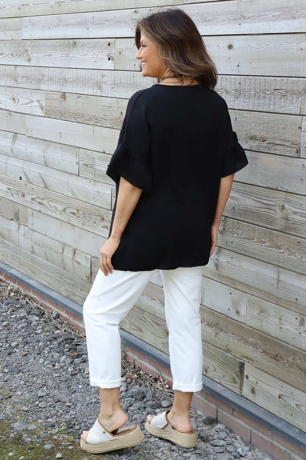 Neola Frill Sleeve Top Black 6 Neola Frill Sleeve Top Black - Image 4