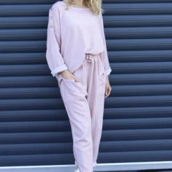 Trevina Washed Cotton Trousers Pink