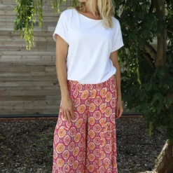 Maribel Print Trousers Fuchsia