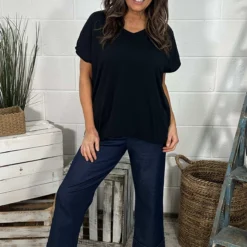 Tova V-Neck Cotton Top Black -Kitandkaboodal Store IMG 0603 543a9ba7 cb6e 4796 8c5e 9134f48e01e8